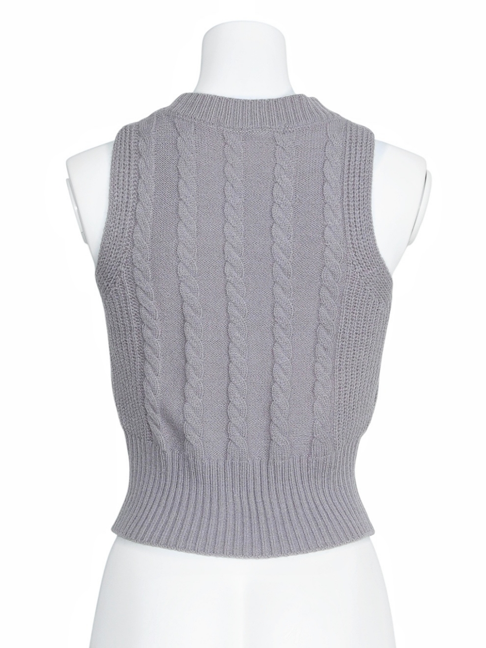 レースアップケーブルノースリニットGRAY スタイリングイメージ5