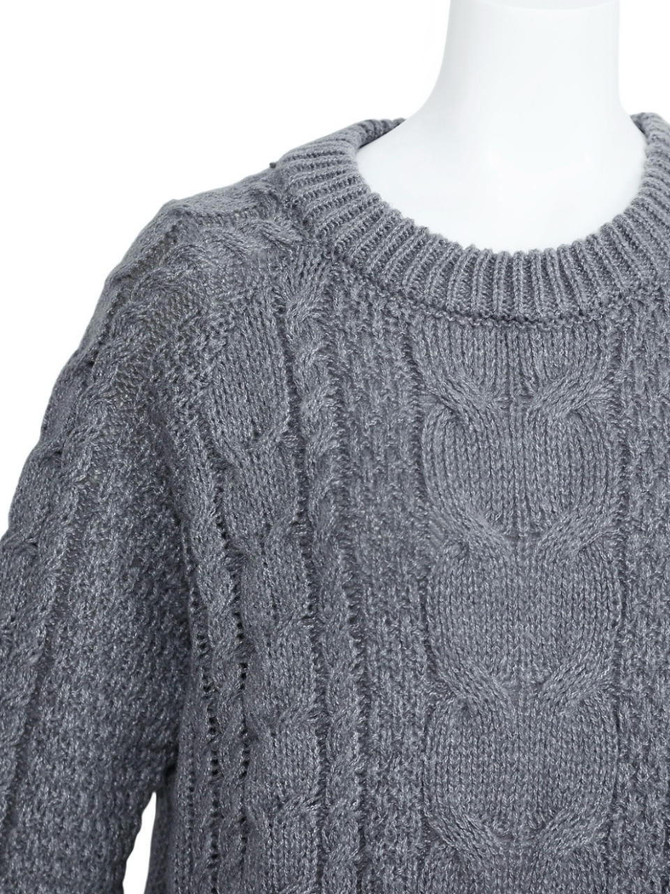 アシメオープンカットケーブルWOOLニットGRAY スタイリングイメージ6
