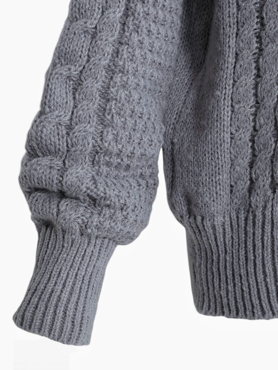 アシメオープンカットケーブルWOOLニットGRAY スタイリングイメージ8