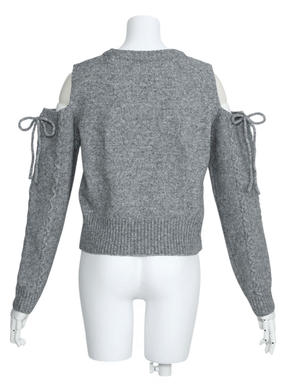 リボンカットケーブルWOOLニットGRAY スタイリングイメージ3