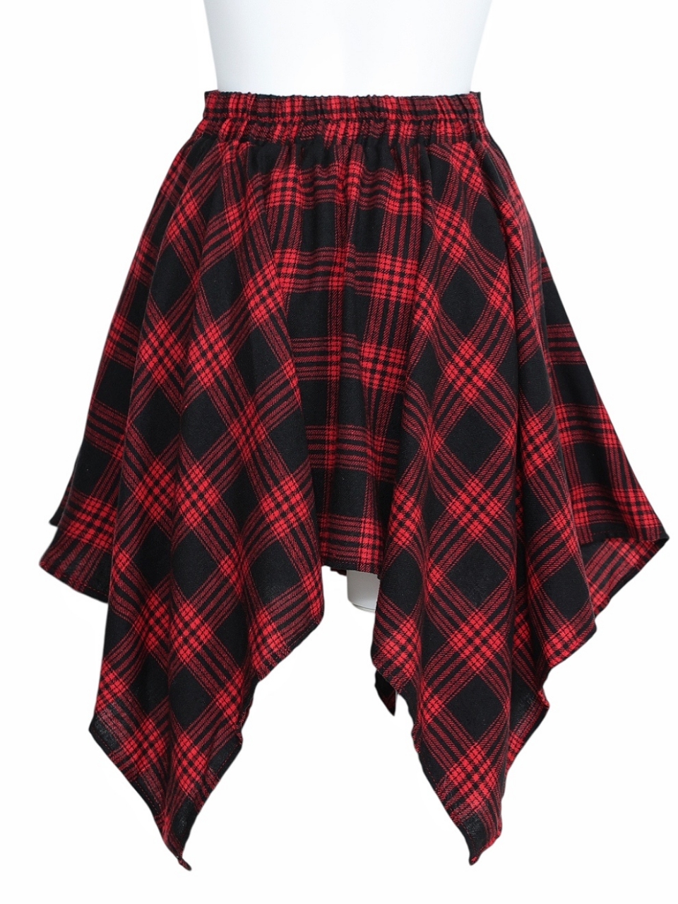 ネルシャツライクチェックヘムスカートRED スタイリングイメージ4