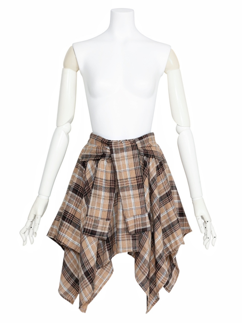 ネルシャツライクチェックヘムスカートCAMEL スタイリングイメージ1