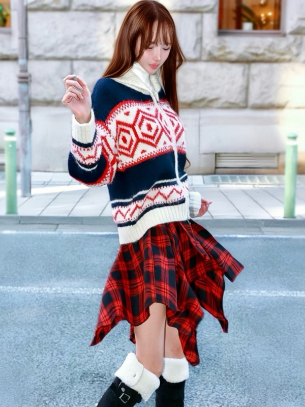 ノルディックリュクスWOOLブルゾンNAVYRED 商品イメージ3