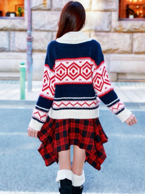 ノルディックリュクスWOOLブルゾンNAVYRED 商品イメージ5