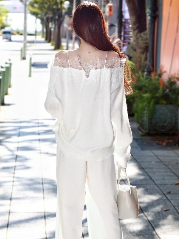 フローラルレースオーバーニットWHITE 商品イメージ4