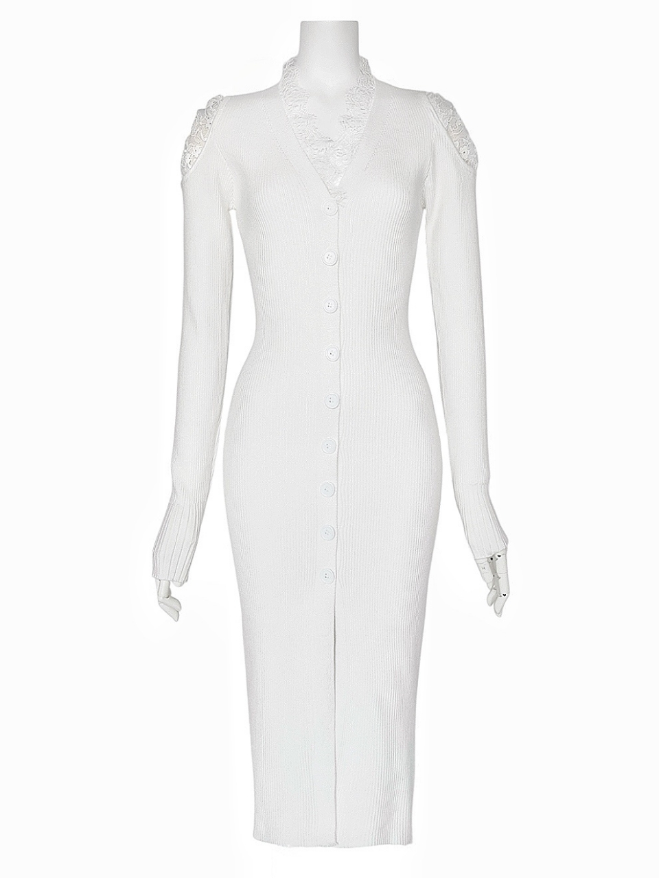 クチュールレースリブニットワンピースWHITE スタイリングイメージ1
