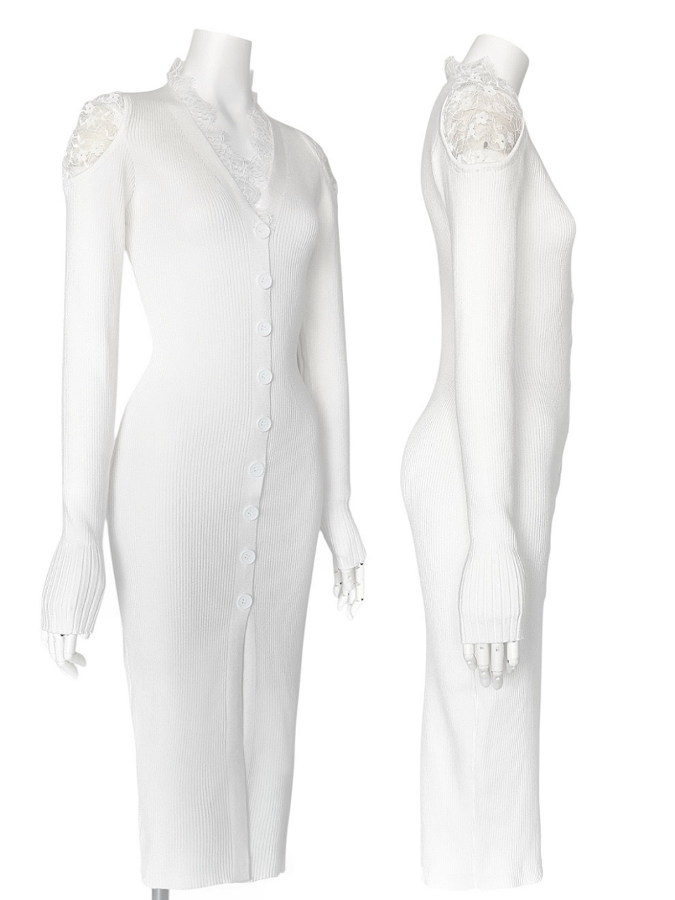 クチュールレースリブニットワンピースWHITE スタイリングイメージ2