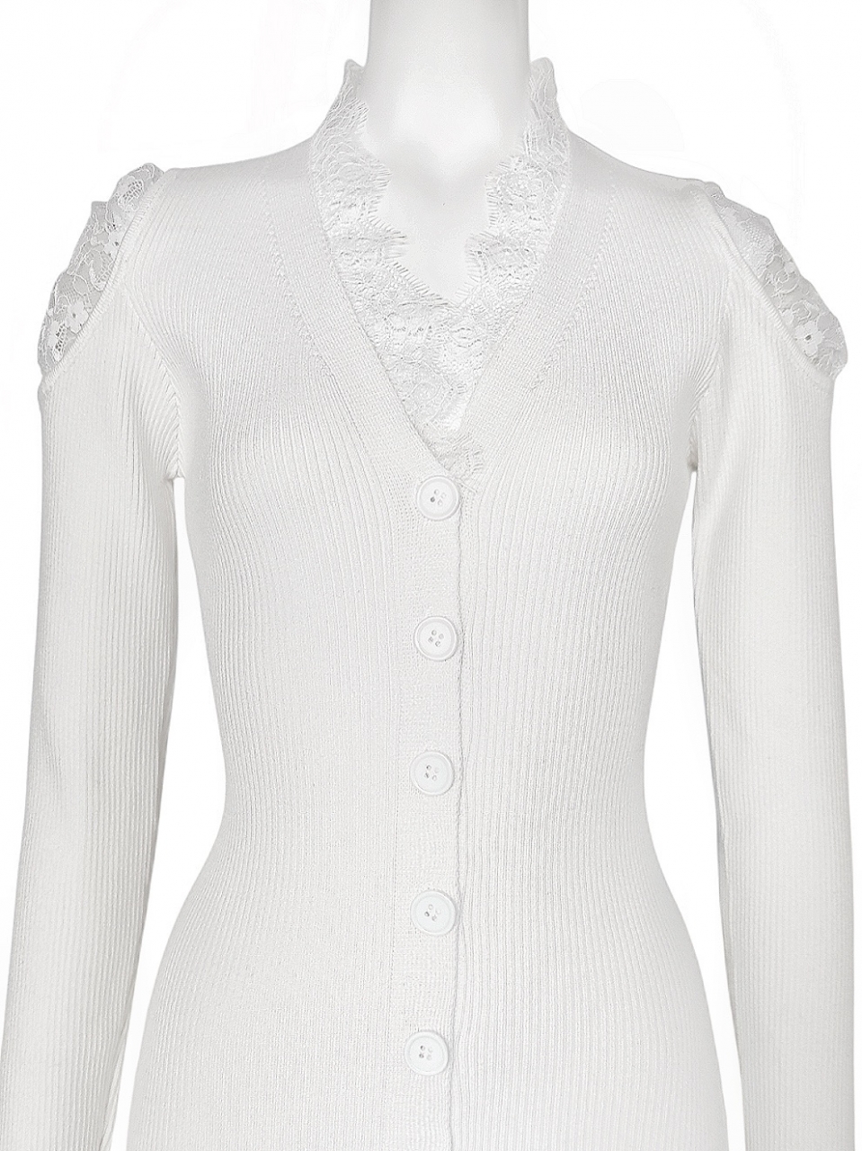 クチュールレースリブニットワンピースWHITE スタイリングイメージ4