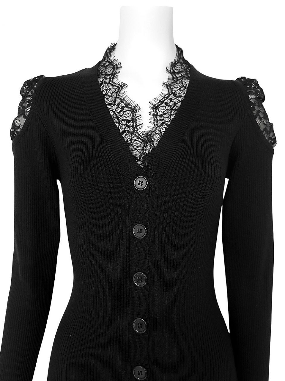 クチュールレースリブニットワンピースBLACK スタイリングイメージ4