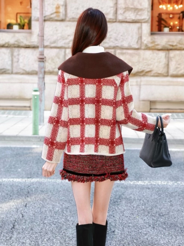 ビッグカラーリボンチェックブルゾンBORDEAUX 商品イメージ4