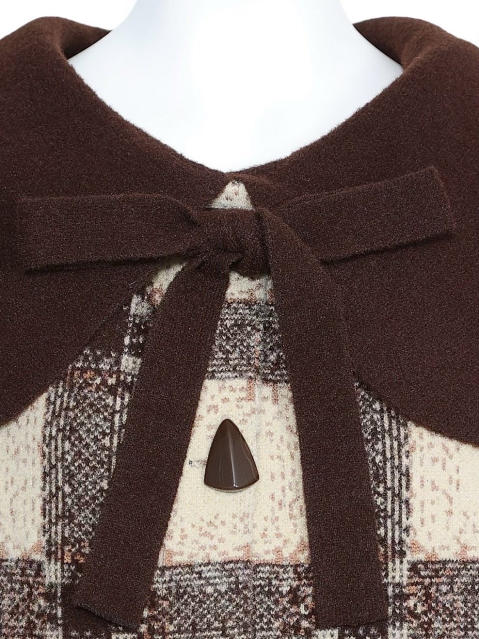 ビッグカラーリボンチェックブルゾンBROWN スタイリングイメージ6