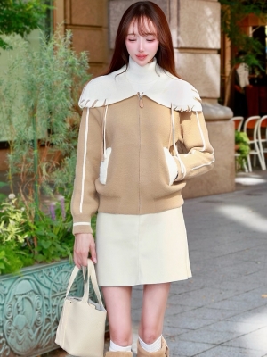 ケープカラーパイピングブルゾンMILKTEA