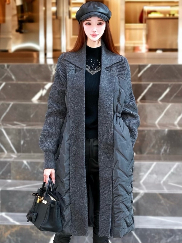 キルティングダウンニットコートGRAY