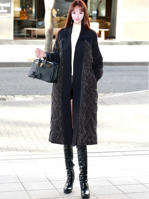 キルティングダウンニットコートBLACK 商品イメージ1