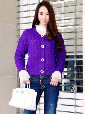 ジュエルフラワーPURPLEカーディガン