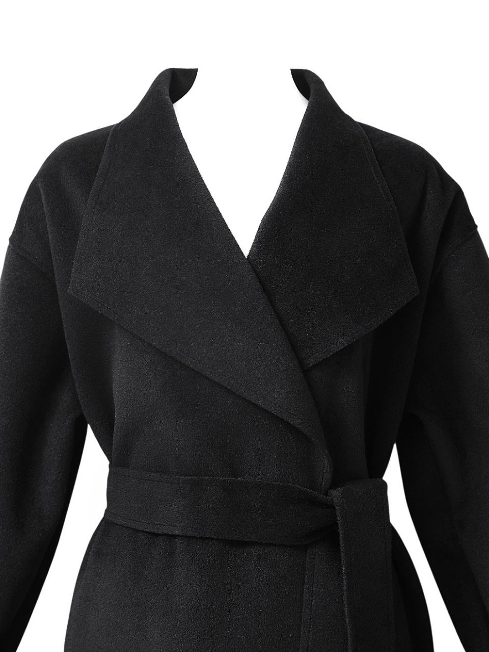 袖ファーカシミア混ウール100%ロングコートBLACK スタイリングイメージ5