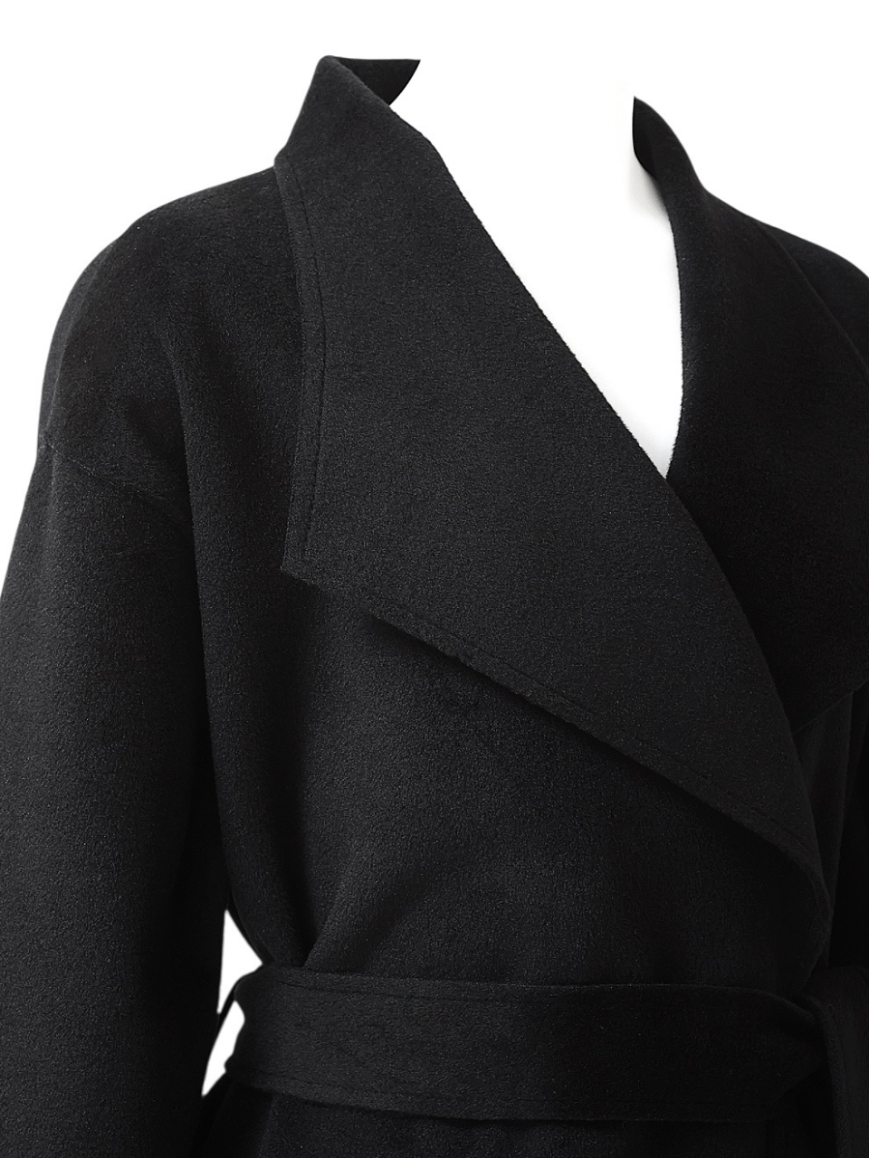 袖ファーカシミア混ウール100%ロングコートBLACK スタイリングイメージ6