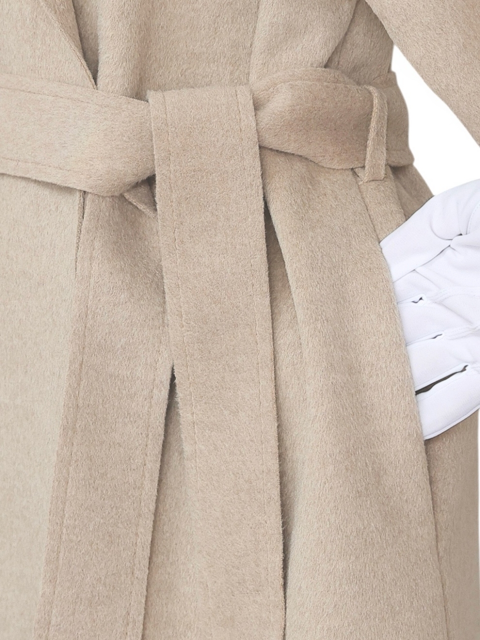 ☆再販予約31日23時迄☆襟ファーカシミア混ウール100%ロングコートSANDBEIGE スタイリングイメージ7