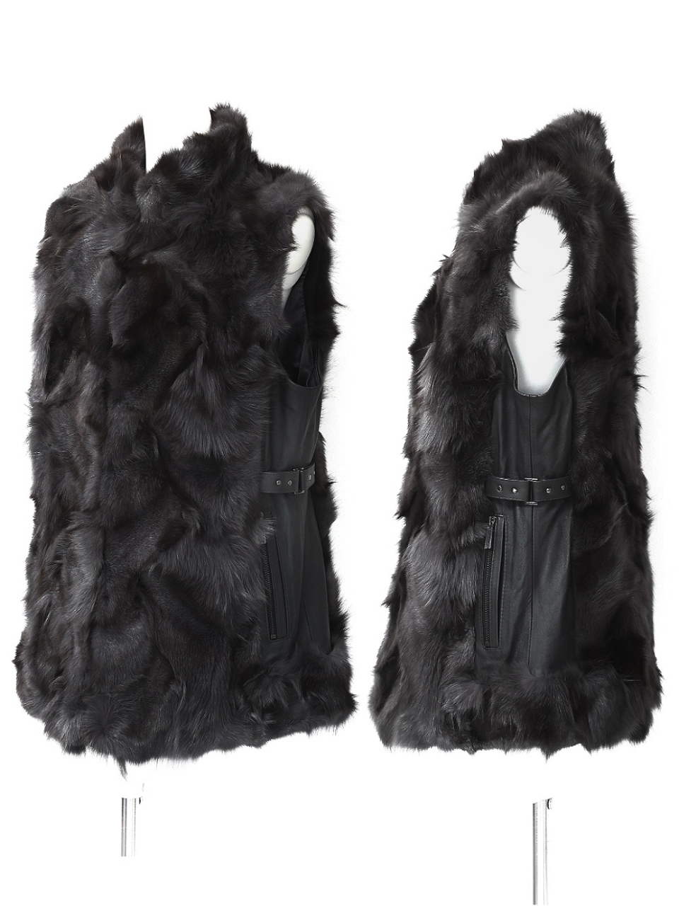 Real Fox Fur 本革ジレ スタイリングイメージ2