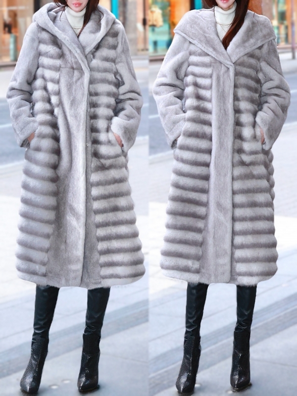 ☆再販予約31日23時迄☆LADYフェイクチンチラミンクファームートンコートGRAY 商品イメージ4