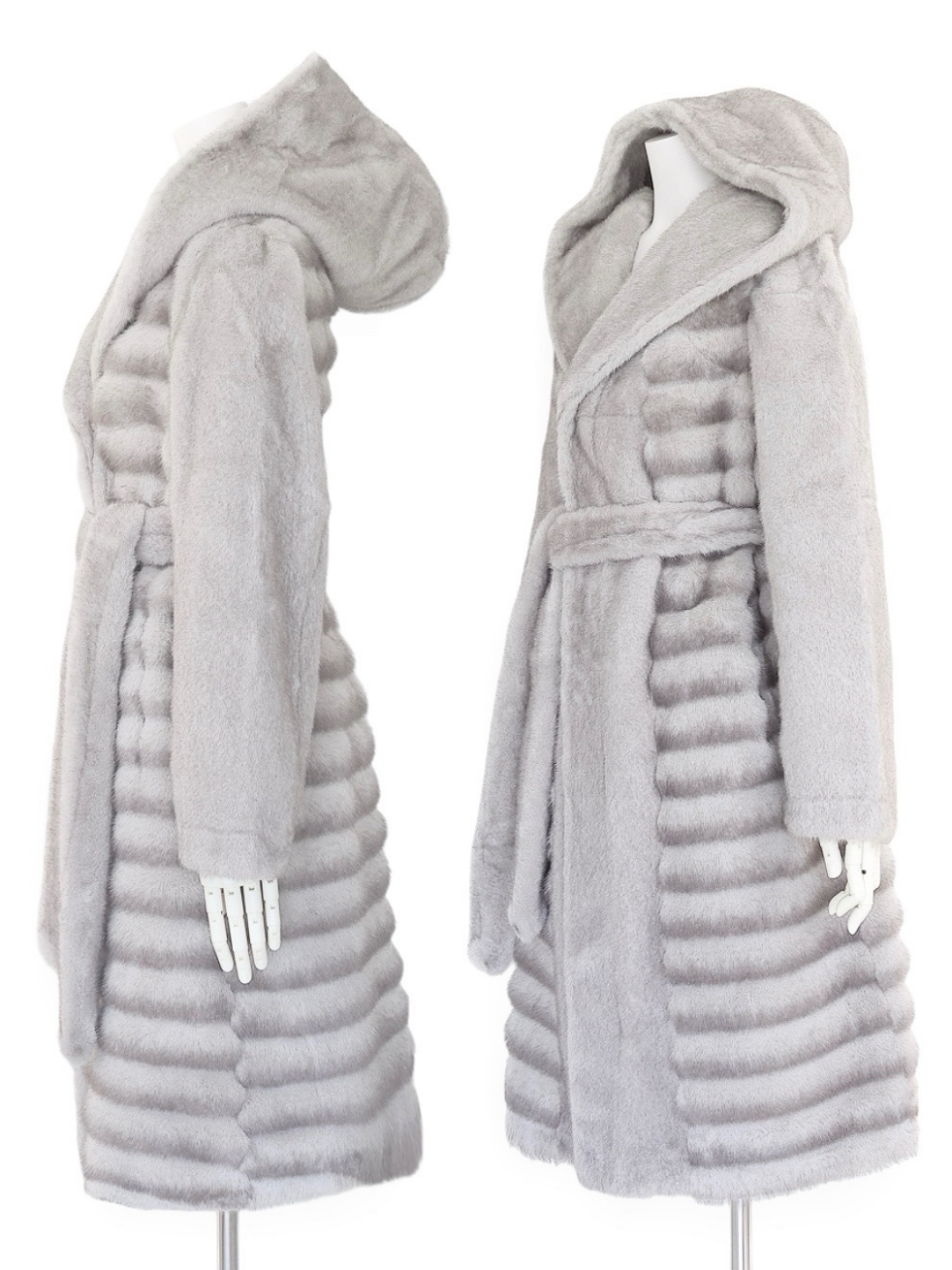 ☆再販予約31日23時迄☆LADYフェイクチンチラミンクファームートンコートGRAY スタイリングイメージ2