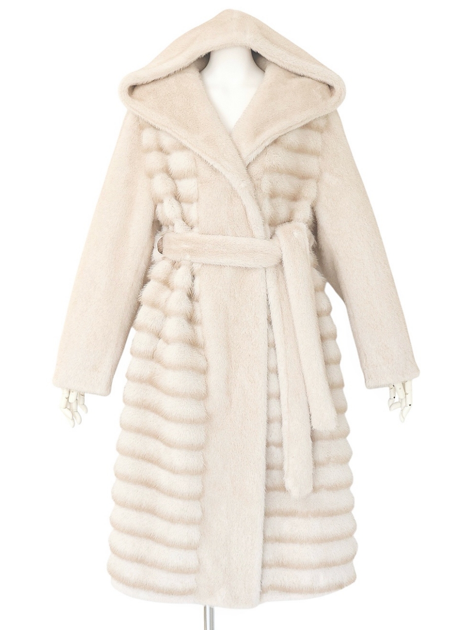 ☆再販予約31日23時迄☆LADYフェイクチンチラミンクファームートンコートIVORY スタイリングイメージ1