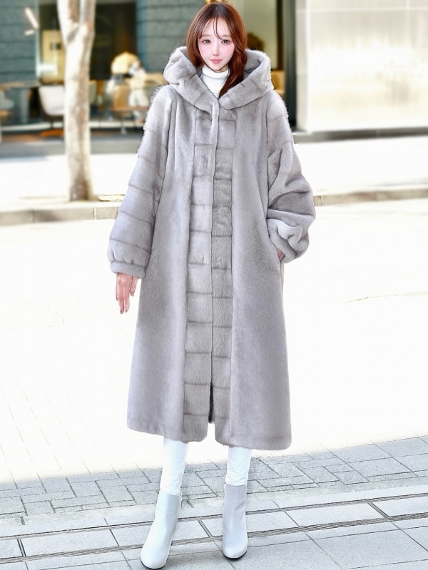 Grayフェイクミンクムートンコート 商品イメージ2