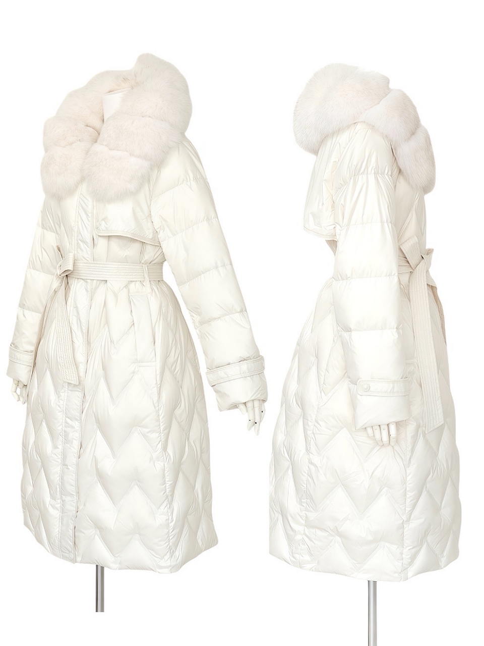 ☆再販予約31日23時迄☆Real Fox For フローラグースダウンロングコートIVORY スタイリングイメージ2