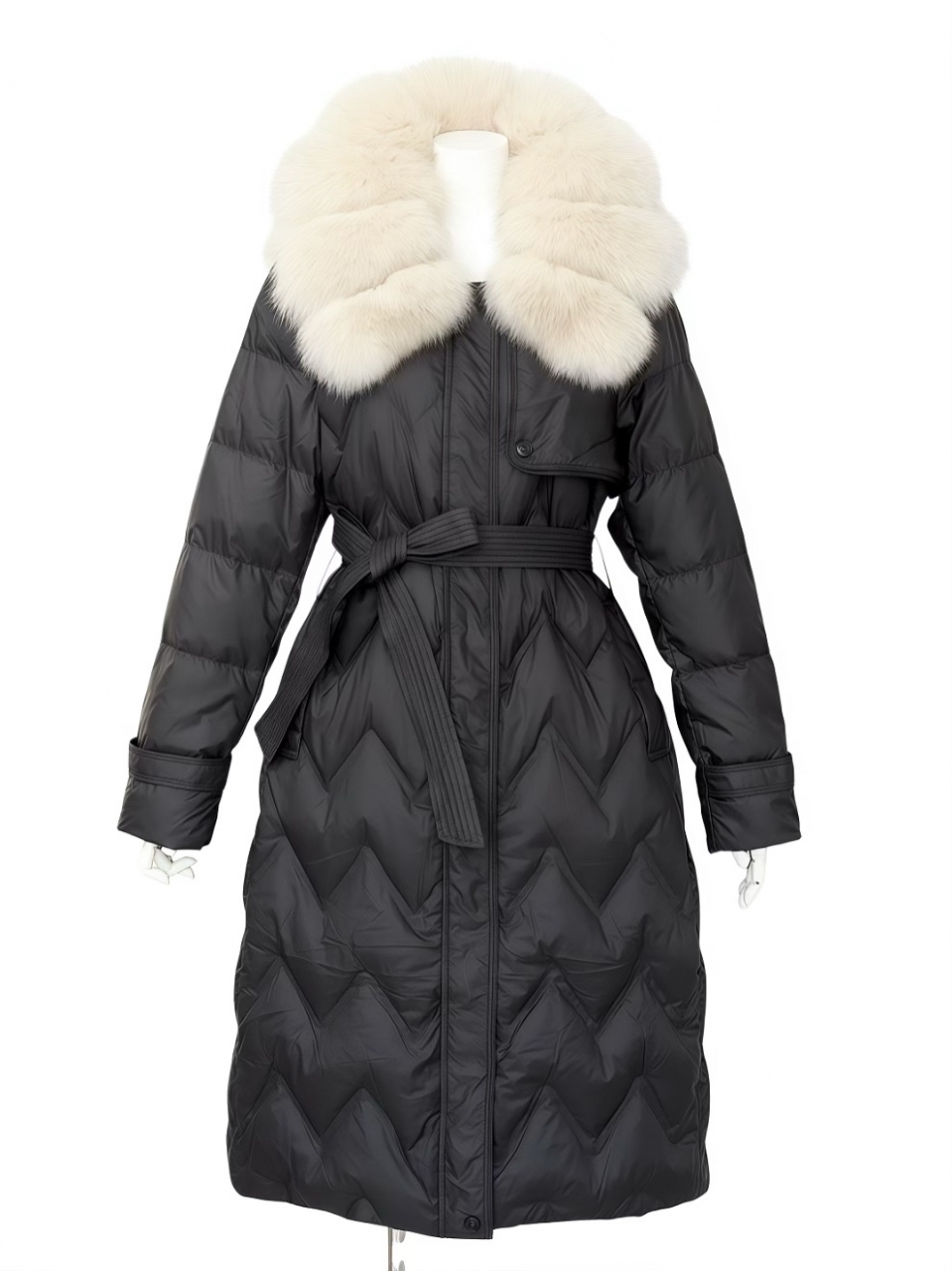 ☆再販予約31日23時迄☆Real Fox For フローラグースダウンロングコートBLACK スタイリングイメージ1