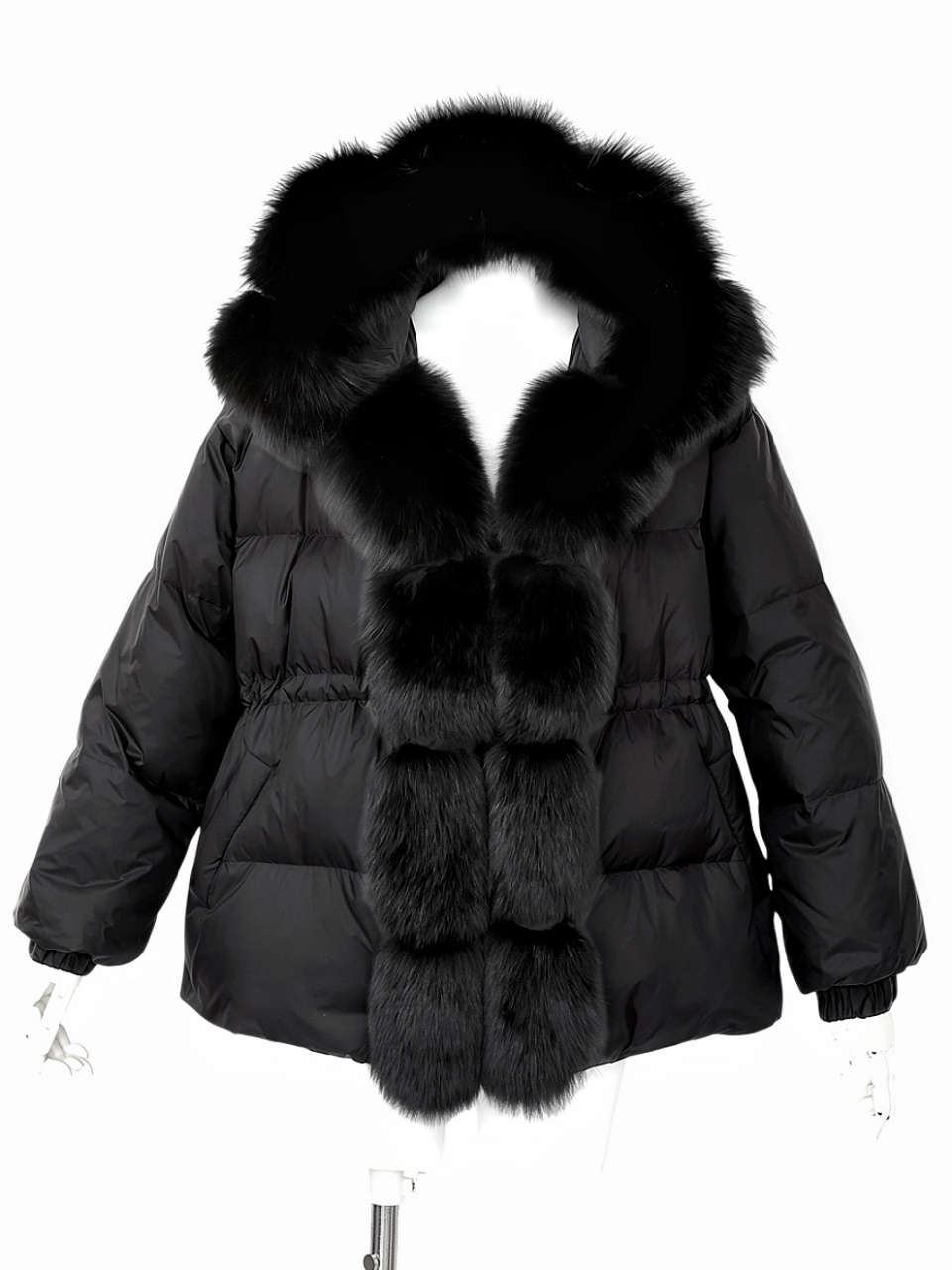 Real Fox For ボンボングースダウンロングコートBLACK スタイリングイメージ2