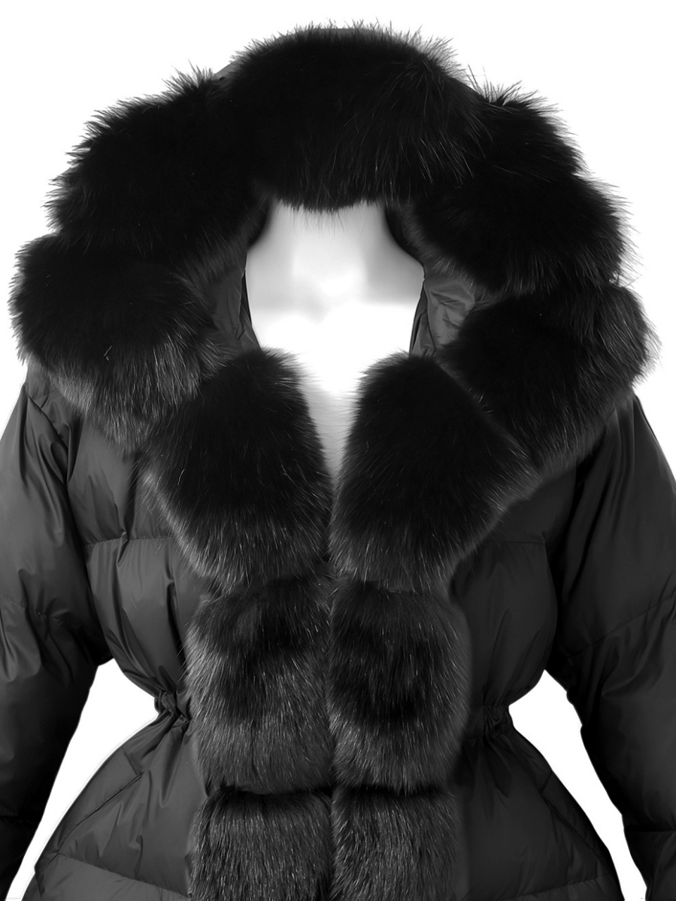 Real Fox For ボンボングースダウンロングコートBLACK スタイリングイメージ4