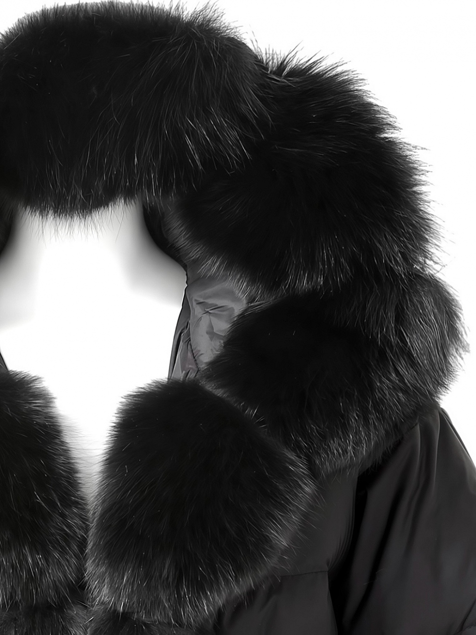 Real Fox For ボンボングースダウンロングコートBLACK スタイリングイメージ7